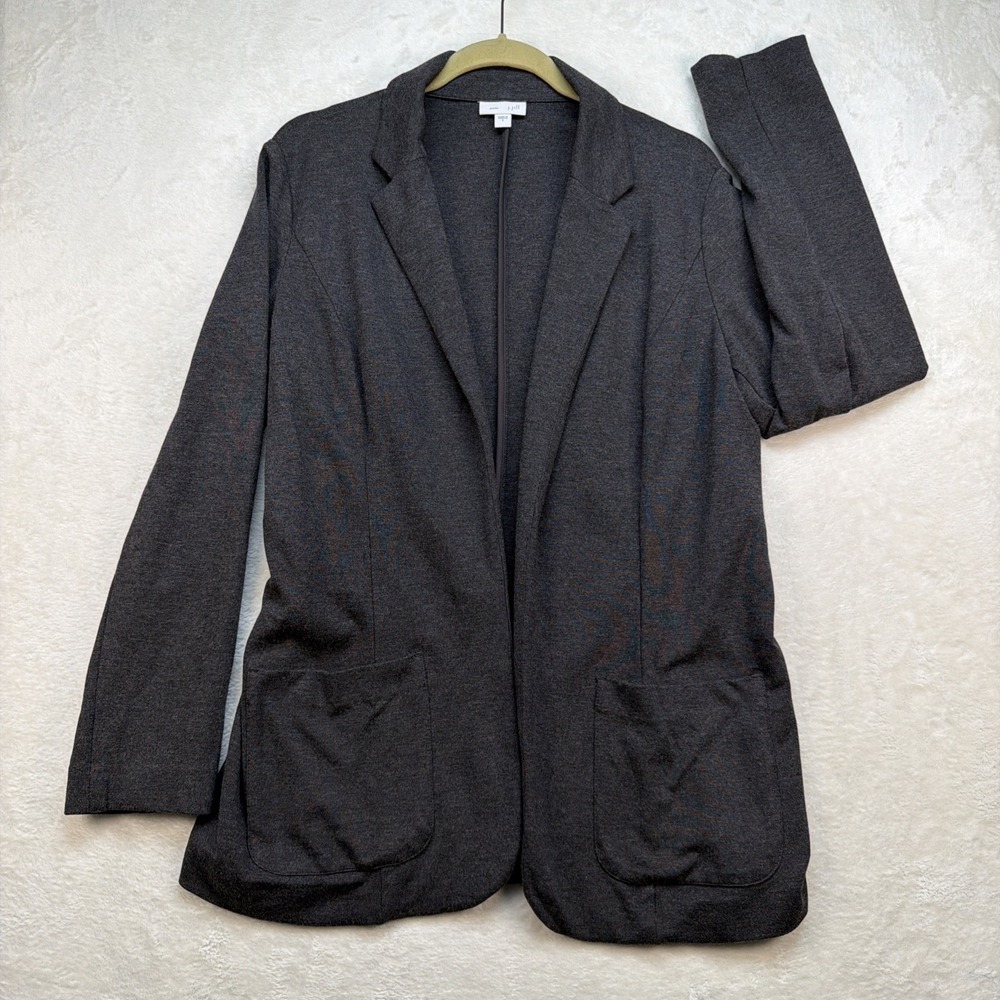 J Jill Open Front Cardigan Womens S Gray Sweater Blazer Ponte Knit Career Preppy